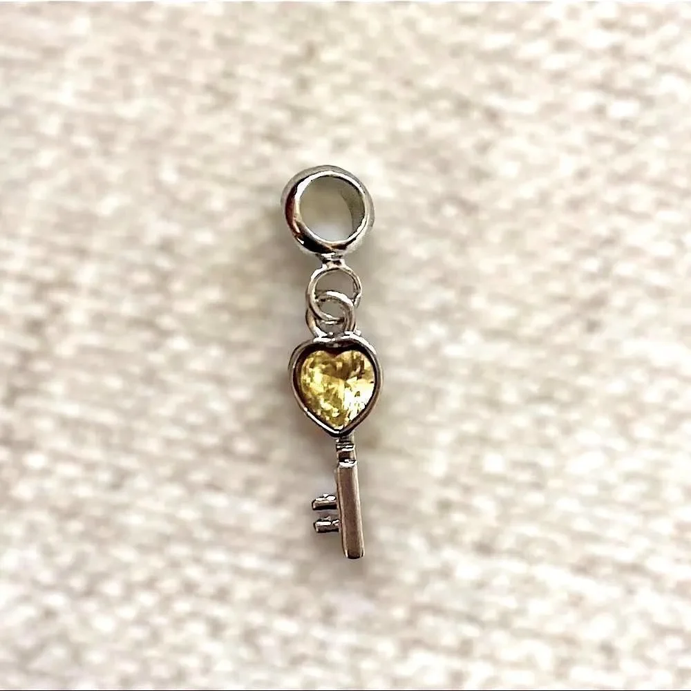 Silver Heart Key Charm Pandora Compatible - Picture 2 of 3